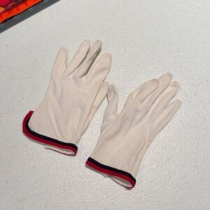 Classic Cream Gloves with Red and Black Trim
